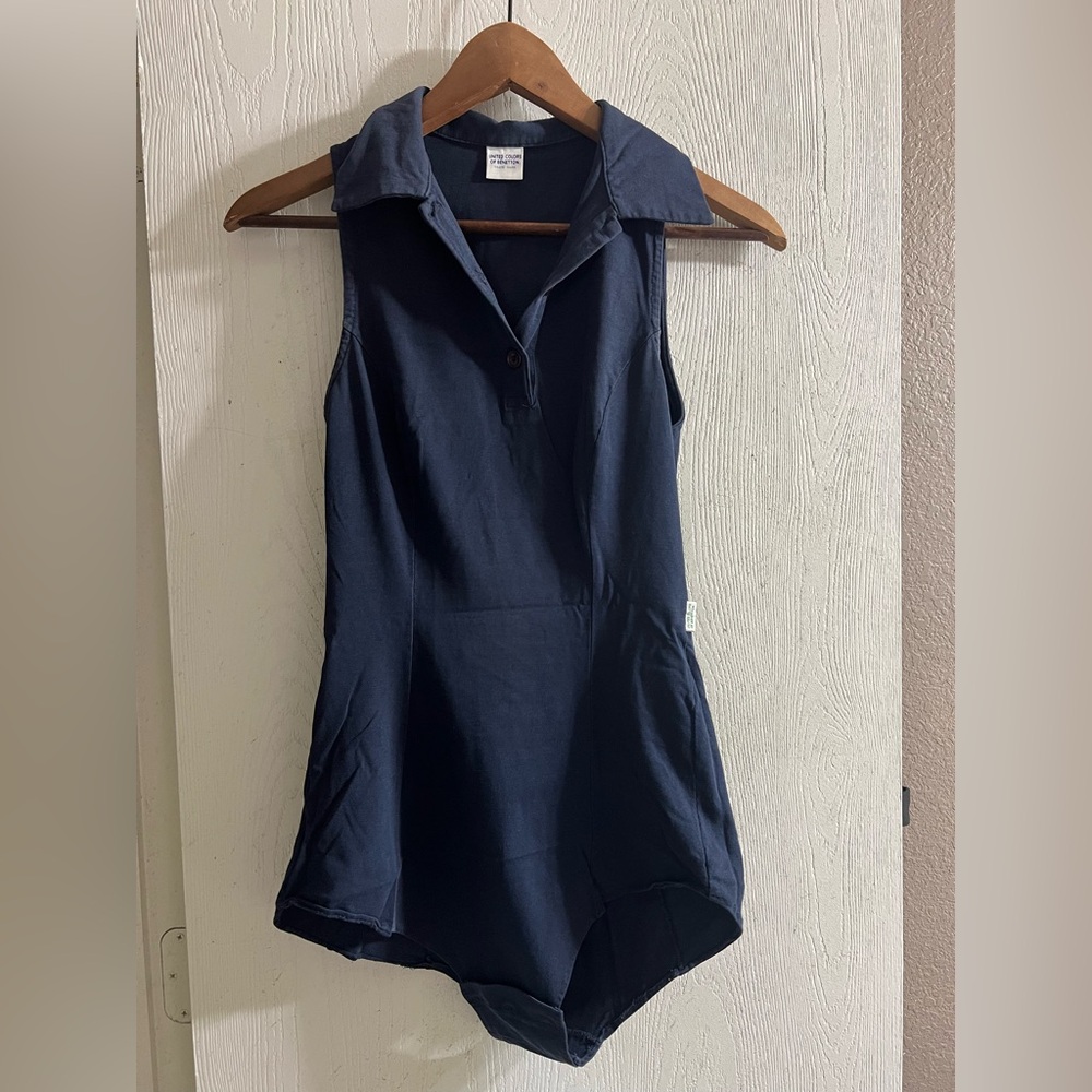 Sleeveless Navy Polo Romper Top